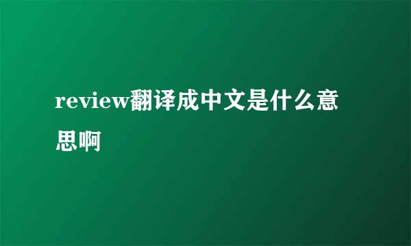 review翻译成中文是什么意思啊