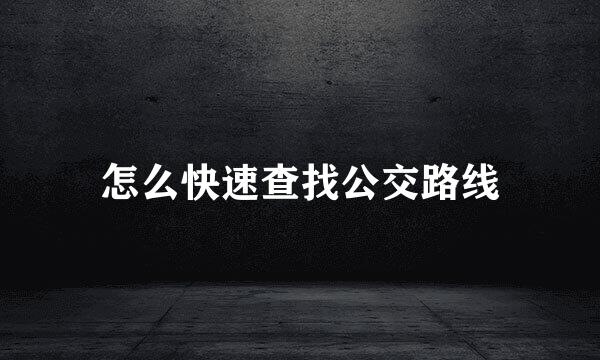 怎么快速查找公交路线