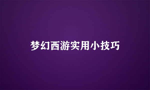 梦幻西游实用小技巧