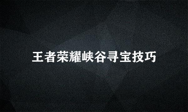 王者荣耀峡谷寻宝技巧