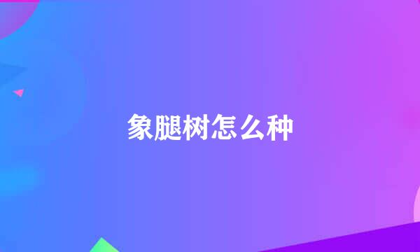 象腿树怎么种