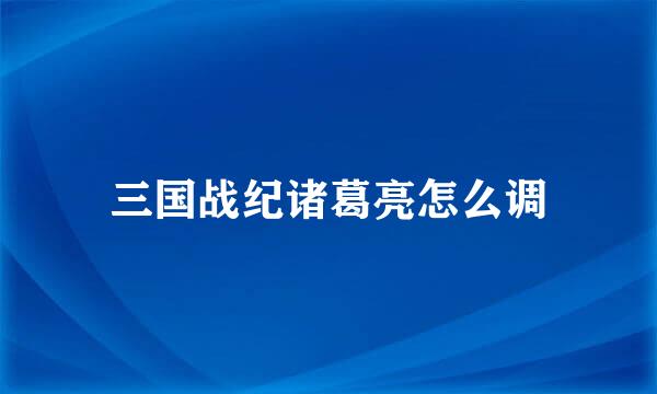三国战纪诸葛亮怎么调