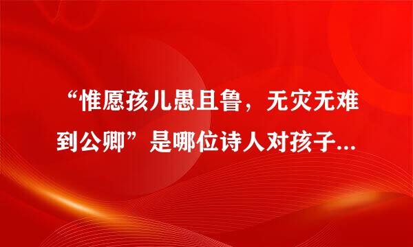 “惟愿孩儿愚且鲁,无灾无难到公卿”是哪位诗人对孩子的深切期望