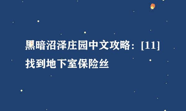 黑暗沼泽庄园中文攻略：[11]找到地下室保险丝