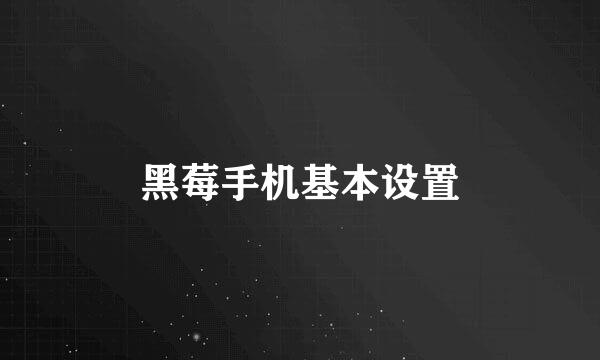 黑莓手机基本设置