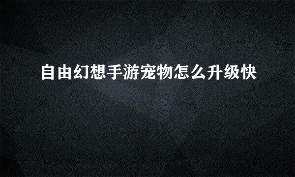 自由幻想手游宠物怎么升级快