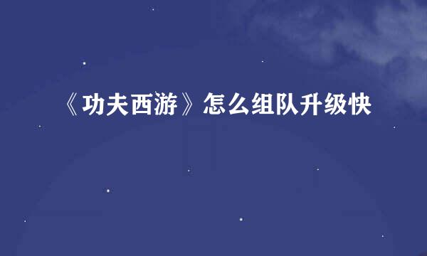 《功夫西游》怎么组队升级快