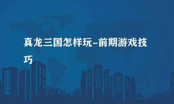 真龙三国怎样玩-前期游戏技巧