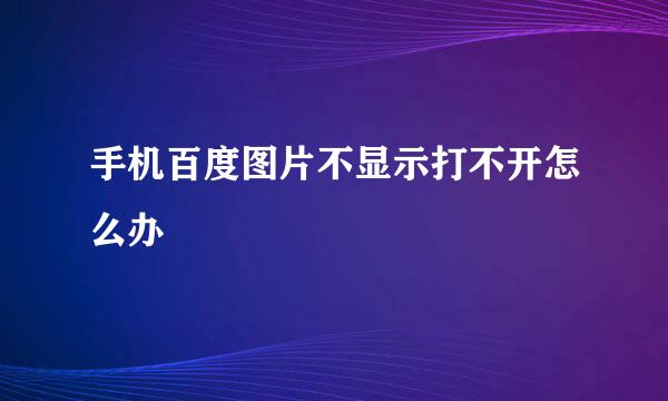 手机百度图片不显示打不开怎么办