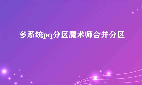 多系统pq分区魔术师合并分区