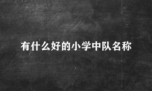 有什么好的小学中队名称