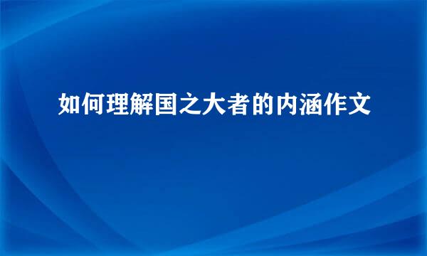 如何理解国之大者的内涵作文