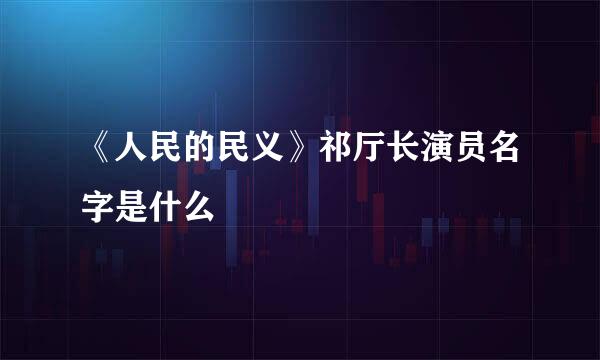 《人民的民义》祁厅长演员名字是什么