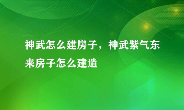神武怎么建房子，神武紫气东来房子怎么建造