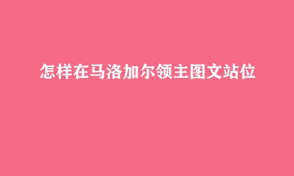怎样在马洛加尔领主图文站位