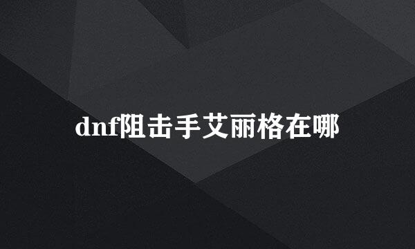 dnf阻击手艾丽格在哪