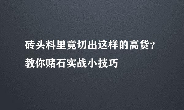 砖头料里竟切出这样的高货？教你赌石实战小技巧