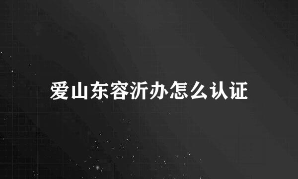 爱山东容沂办怎么认证