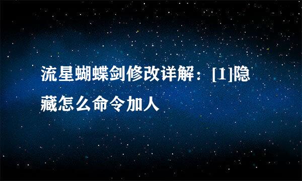 流星蝴蝶剑修改详解：[1]隐藏怎么命令加人