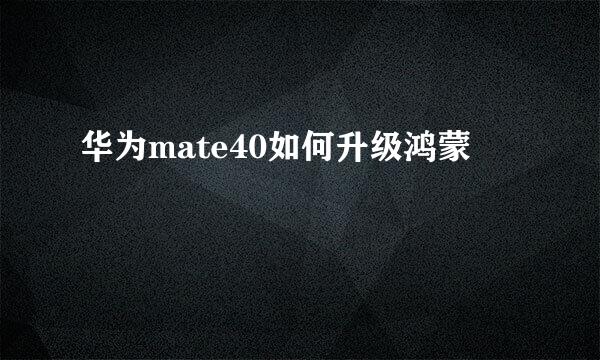 华为mate40如何升级鸿蒙