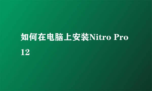 如何在电脑上安装Nitro Pro 12