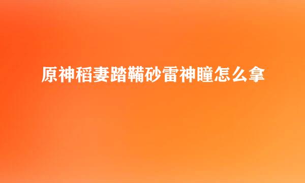 原神稻妻踏鞴砂雷神瞳怎么拿