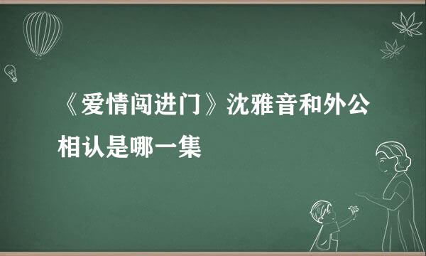 《爱情闯进门》沈雅音和外公相认是哪一集