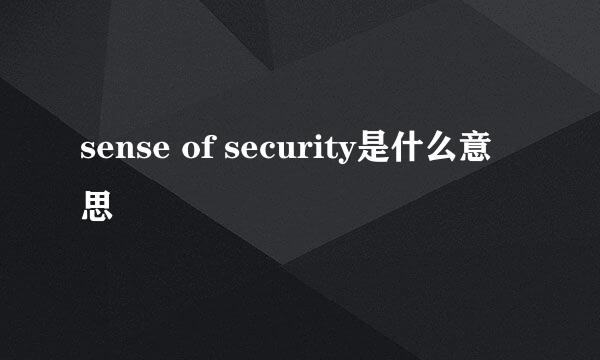 sense of security是什么意思
