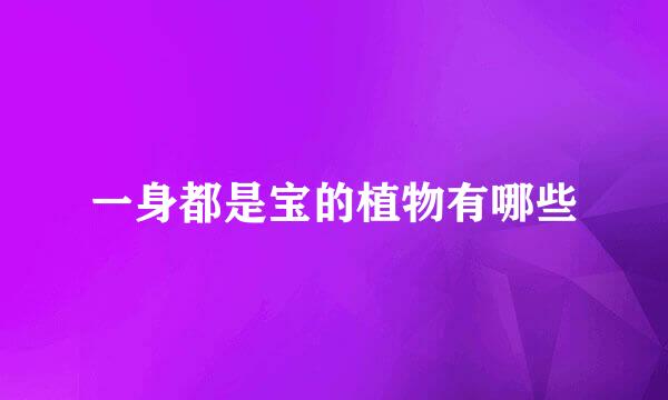 一身都是宝的植物有哪些