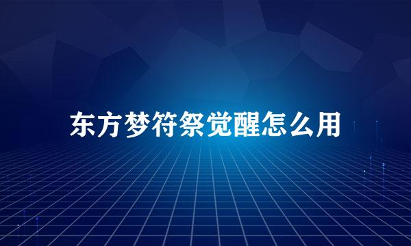 东方梦符祭觉醒怎么用
