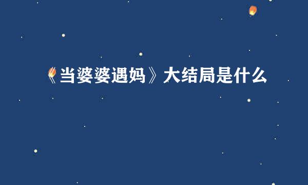 《当婆婆遇妈》大结局是什么