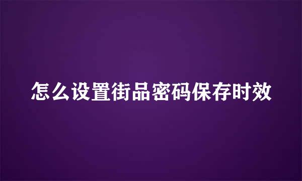 怎么设置街品密码保存时效