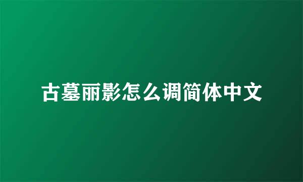 古墓丽影怎么调简体中文