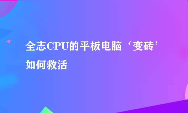 全志CPU的平板电脑‘变砖’如何救活
