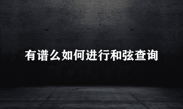 有谱么如何进行和弦查询