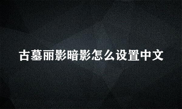 古墓丽影暗影怎么设置中文