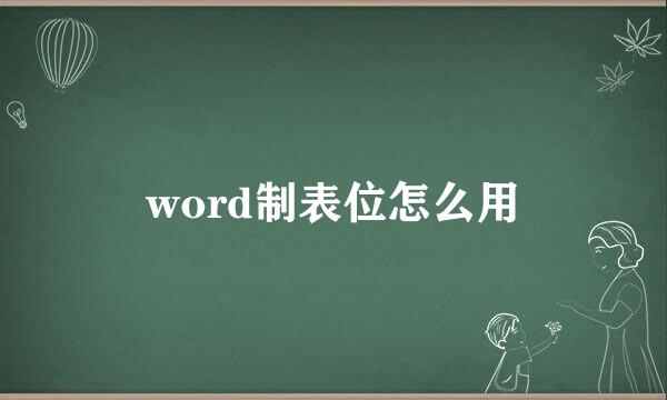 word制表位怎么用