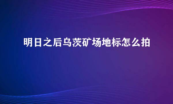 明日之后乌茨矿场地标怎么拍