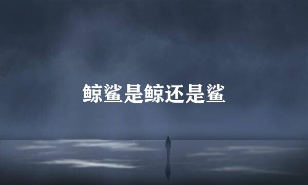 鲸鲨是鲸还是鲨