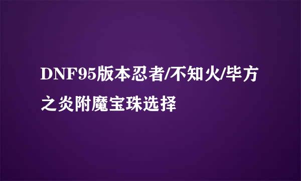 DNF95版本忍者/不知火/毕方之炎附魔宝珠选择