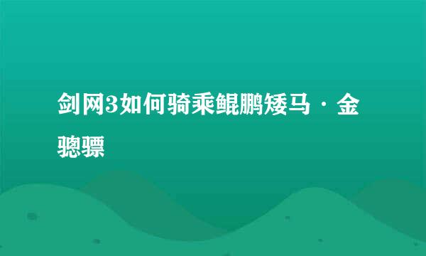 剑网3如何骑乘鲲鹏矮马·金骢骠