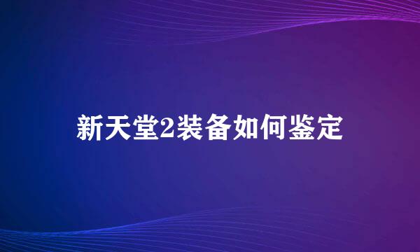 新天堂2装备如何鉴定