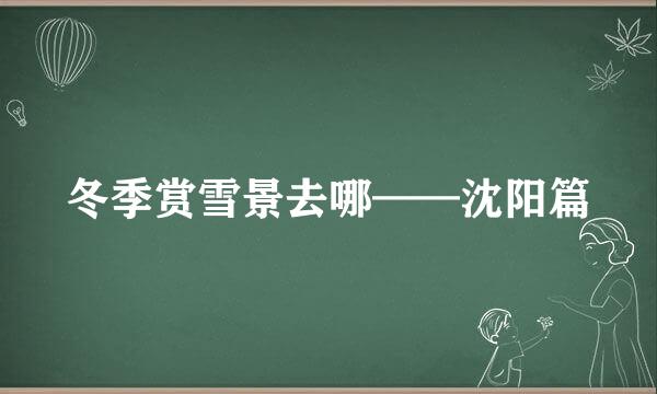 冬季赏雪景去哪——沈阳篇