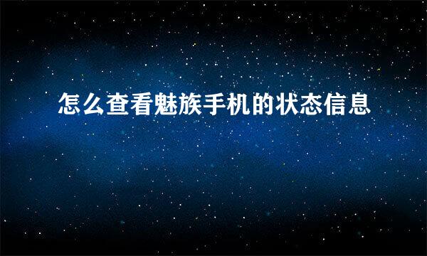 怎么查看魅族手机的状态信息