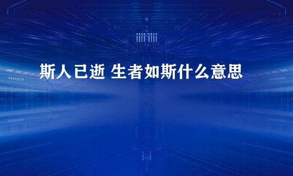 斯人已逝 生者如斯什么意思