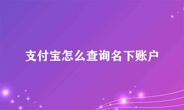 支付宝怎么查询名下账户