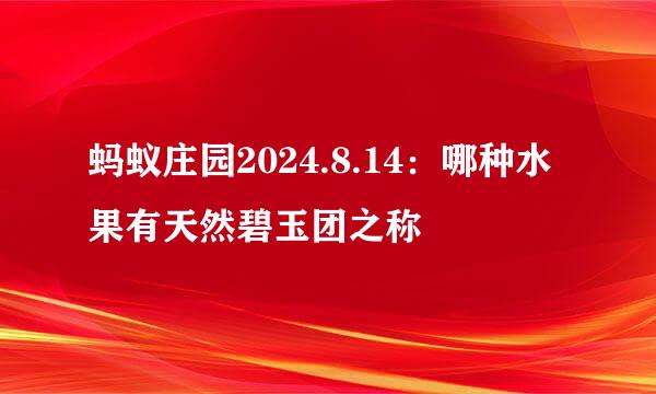 蚂蚁庄园2024.8.14：哪种水果有天然碧玉团之称
