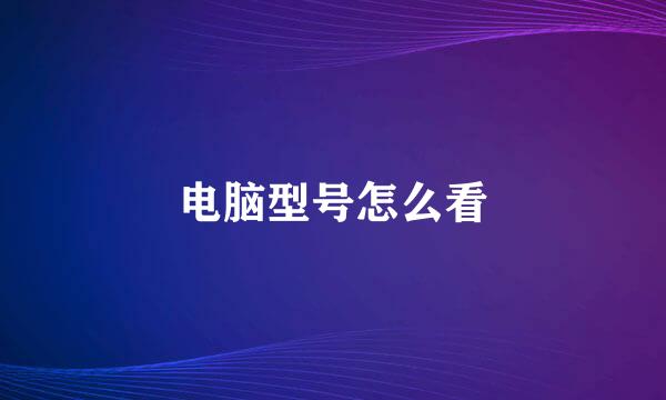 电脑型号怎么看