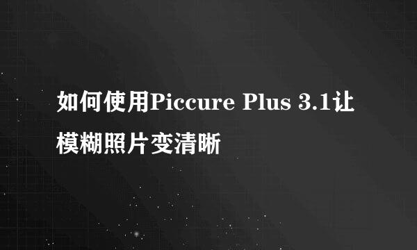 如何使用Piccure Plus 3.1让模糊照片变清晰