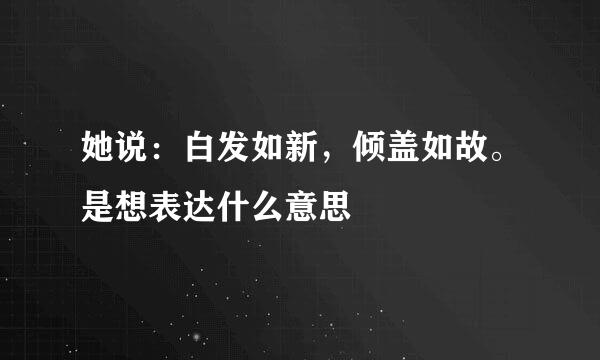 她说：白发如新，倾盖如故。是想表达什么意思